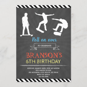 Skateboard birthday party invitation