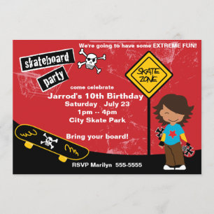 Skateboard Birthday Party Invitation