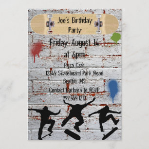Skateboard Birthday Party Invitations