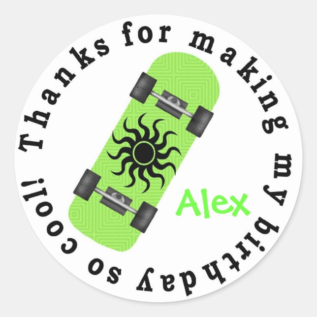 Skateboard Birthday Stickers (Front)