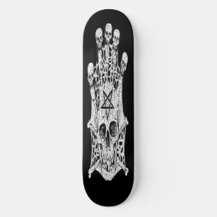 skateboard Black and White Ink Drawing Skull Skate