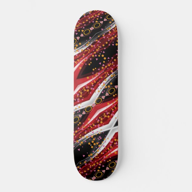 Skateboard Black Fiery Red & White Abstract (Front)