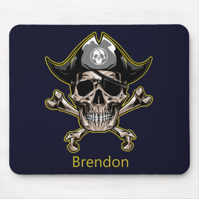 Skateboard Black Pirate Flag Cross Bones  Mouse Mat (Front)