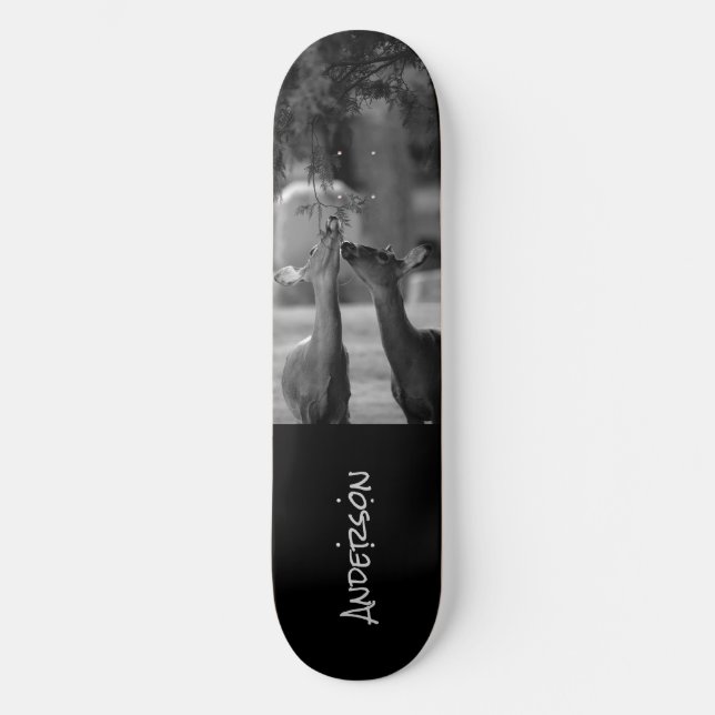 Skateboard Black White Deer Lovers (Front)