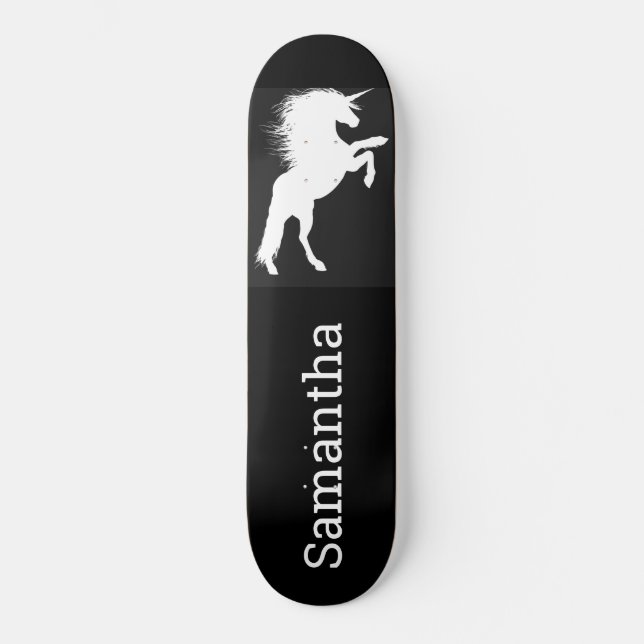 Skateboard Black White Unicorn (Front)