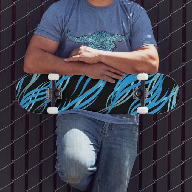 Skateboard-Blue Waves Skateboard (Outdoor 3)