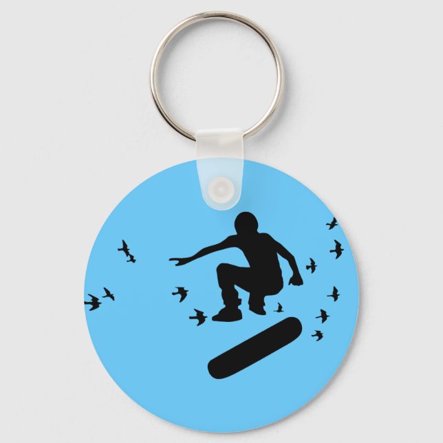 skateboard board with birds keychain (Front)