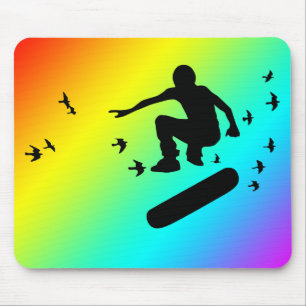 skateboard. board with birds. mouse mat