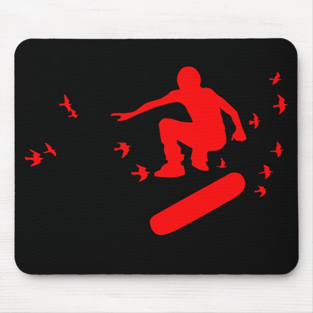 skateboard. board with birds. red. mouse mat (Front)