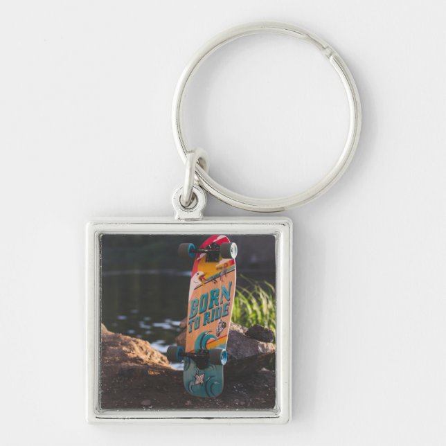 Skateboard Born To Ride Key Ring (Front)