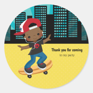 Skateboard boy - choose your background colour classic round sticker
