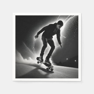 Skateboard Boy With Lightning Napkin