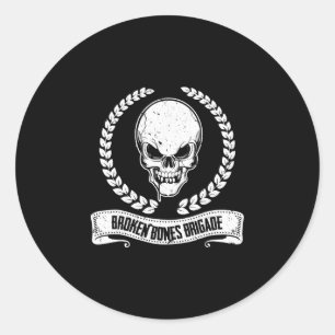 Skateboard Broken Bones Classic Round Sticker