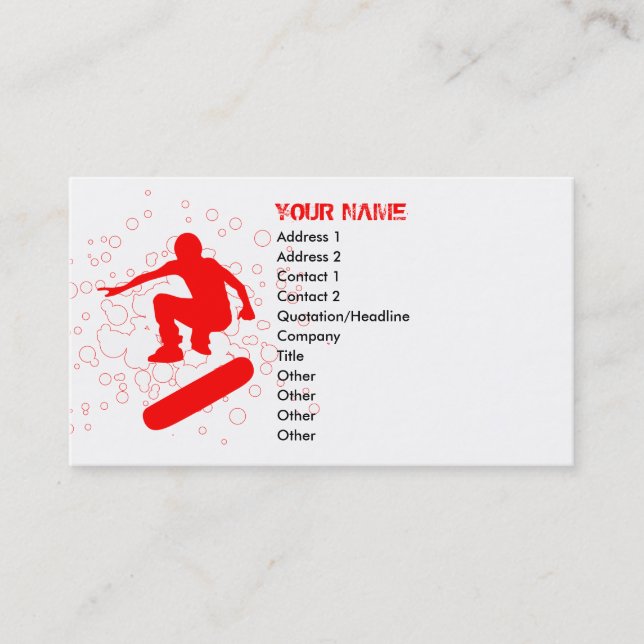 skateboard bubbles : red rays business card (Front)