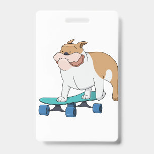 skateboard bulldog ID badge