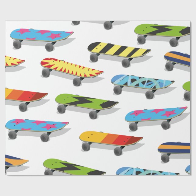 Skateboard Cartoon. Wrapping Paper (Flat)