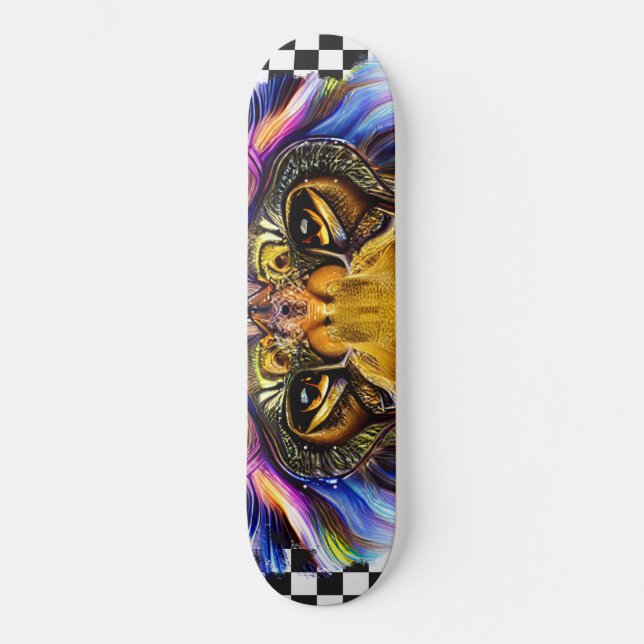 Skateboard Chequered Retro Cool Lion Eyes (Front)