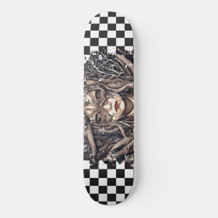 Skateboard Chequered Retro Girl