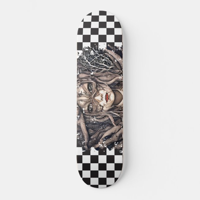 Skateboard Chequered Retro Girl (Front)
