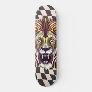 Skateboard Chequered Retro Gold Lion Eyes