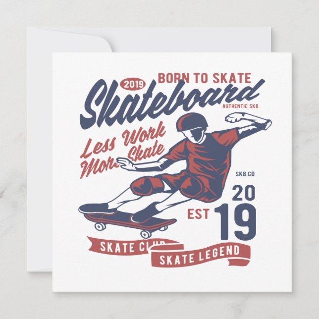 Skateboard Club Born to skate Invitation (Front)