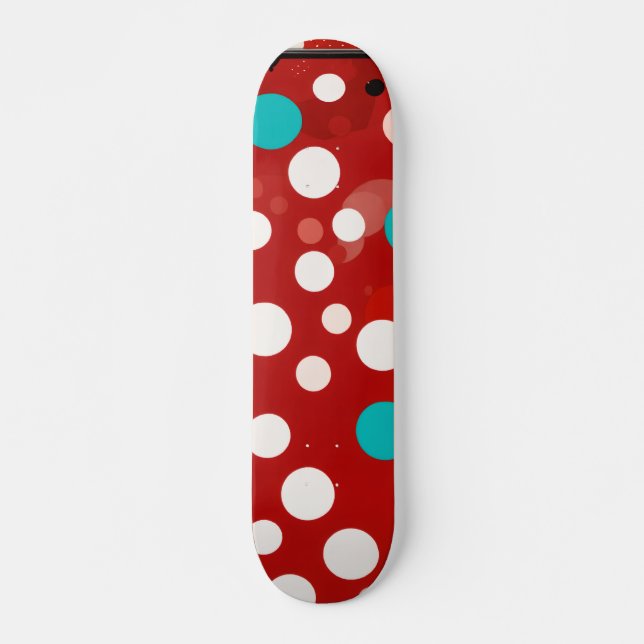 Skateboard – colourful white, red, designed (Front)
