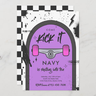 Skateboard Come Kick It Urban Sport Birthday Party Invitation
