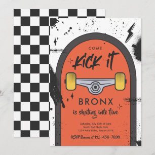 Skateboard Come Kick It Urban Sport Birthday Party Invitation