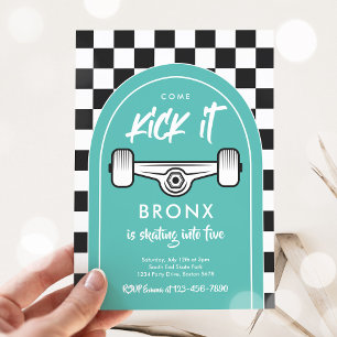 Skateboard Come Kick It Urban Sport Birthday Party Invitation