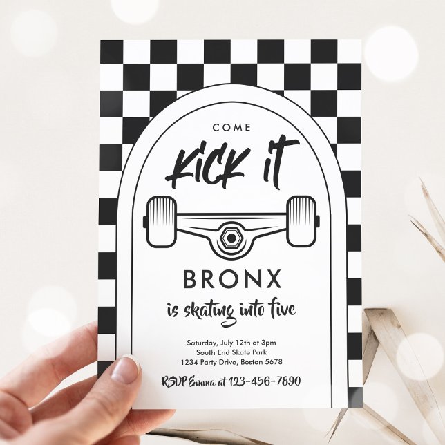 Skateboard Come Kick It Urban Sport Birthday Party Invitation (Creator Uploaded)