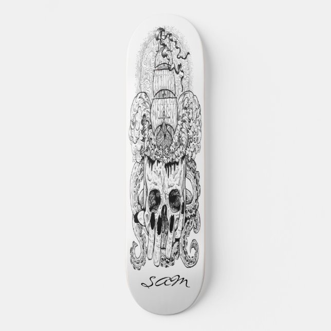 skateboard Custom Skeleton Nautical Pirate King (Front)