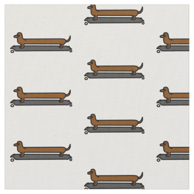 Skateboard Dachshund dog fabric (Close Up)
