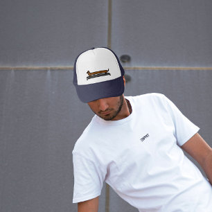 Skateboard dachshund dog trucker cap/ hat