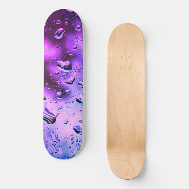 Skateboard Deck, Deep Purple Raindrops design (Front)