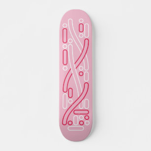 Skateboard deck linear patterns in red and pink