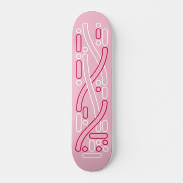 Skateboard deck linear patterns in red and pink (Front)