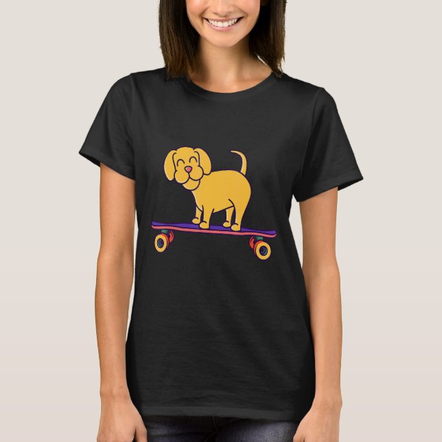 Skateboard Dog On A Longboard T-Shirt (Front)