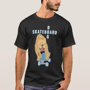 Skateboard Dog Pug Bulldog sport cool blue brown T-Shirt