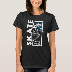 Skateboard Driving Park Road Halfpipe Skull T-Shirt