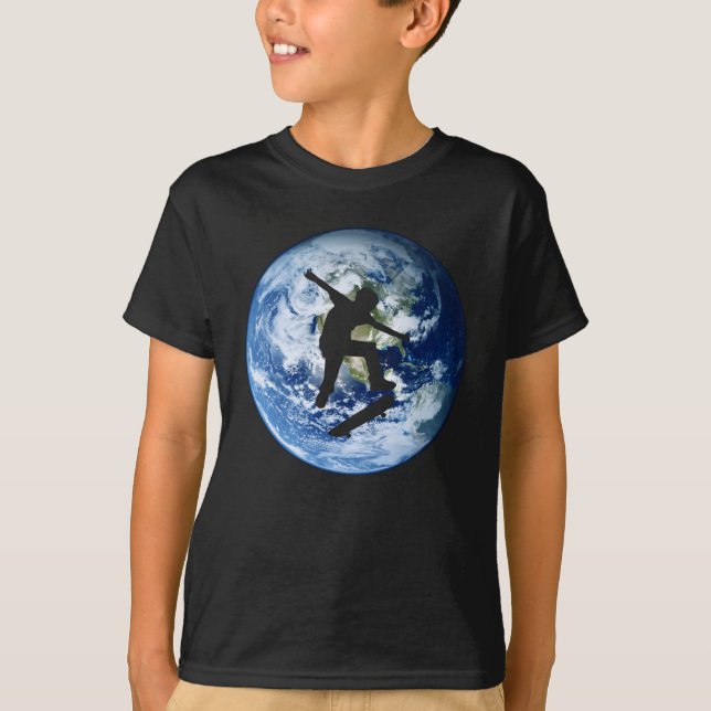 Skateboard Earth Silhouette | Skater T-shirt (Front)