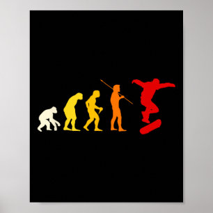 Skateboard Fashion Skater Gift Teenager Kids Outfi Poster