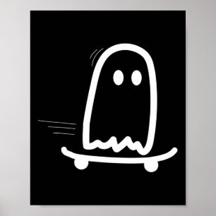 Skateboard Ghost Halloween Costume Funny Ghost Ska Poster