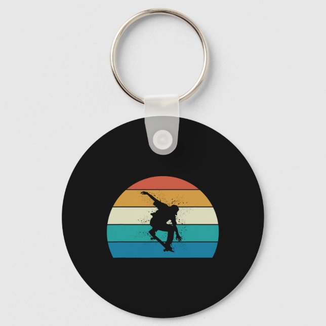 Skateboard Gift - Vintage Skateboarder  Key Ring (Front)