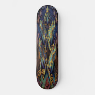 Skateboard Girly 5 Blue Gold Artistic Frogs