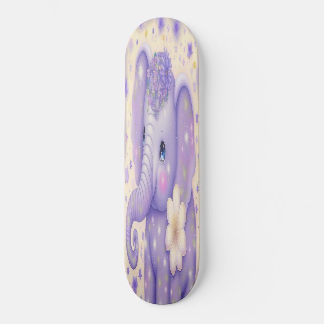 Skateboard Girly beautiful flower baby elephant  (Front)