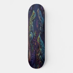 Skateboard Girly Cute Purple Gold Artistic Frogs