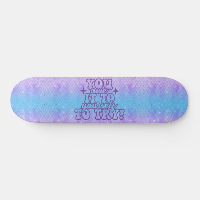 Skateboard Girly Glitter Mermaid Positive Wording (Horz)