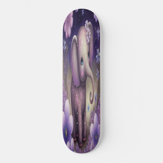 Skateboard Girly sweet baby purple elephant  (Front)