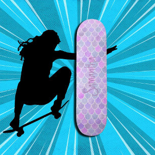 Skateboard Glitter Girly mermaid purple chic