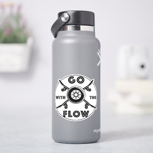 Skateboard Go With The Flow 4" Kiss Cut Vinyl (HydroFlask)